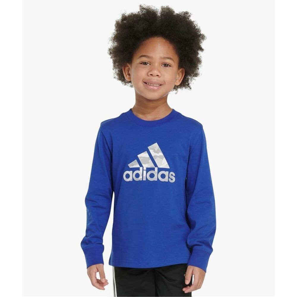 Adidas Boys Royal Blue Camo Long Sleeve T-Shirt Size 7